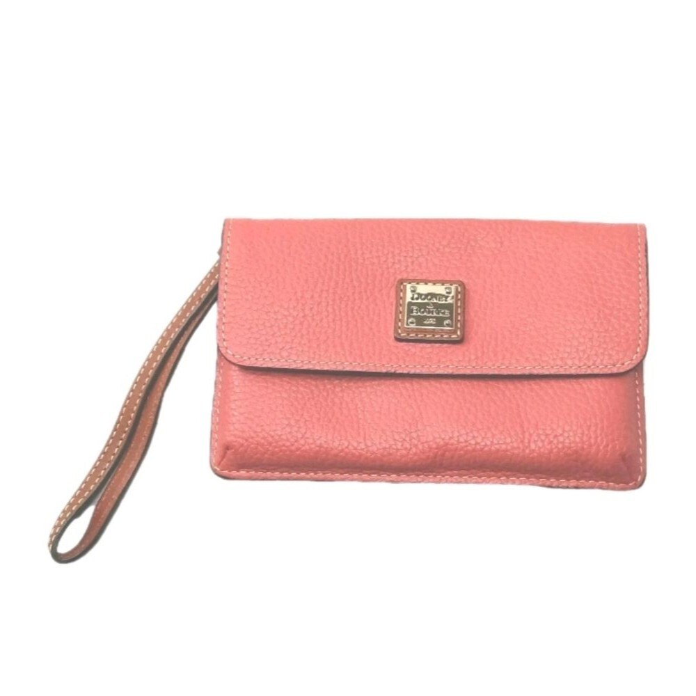 Dooney and Bourke Orange Milly Pebble Leather Wristlet Wallet Clutch